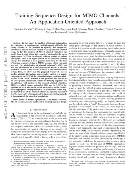 Training Sequence Design for MIMO Channels: An 